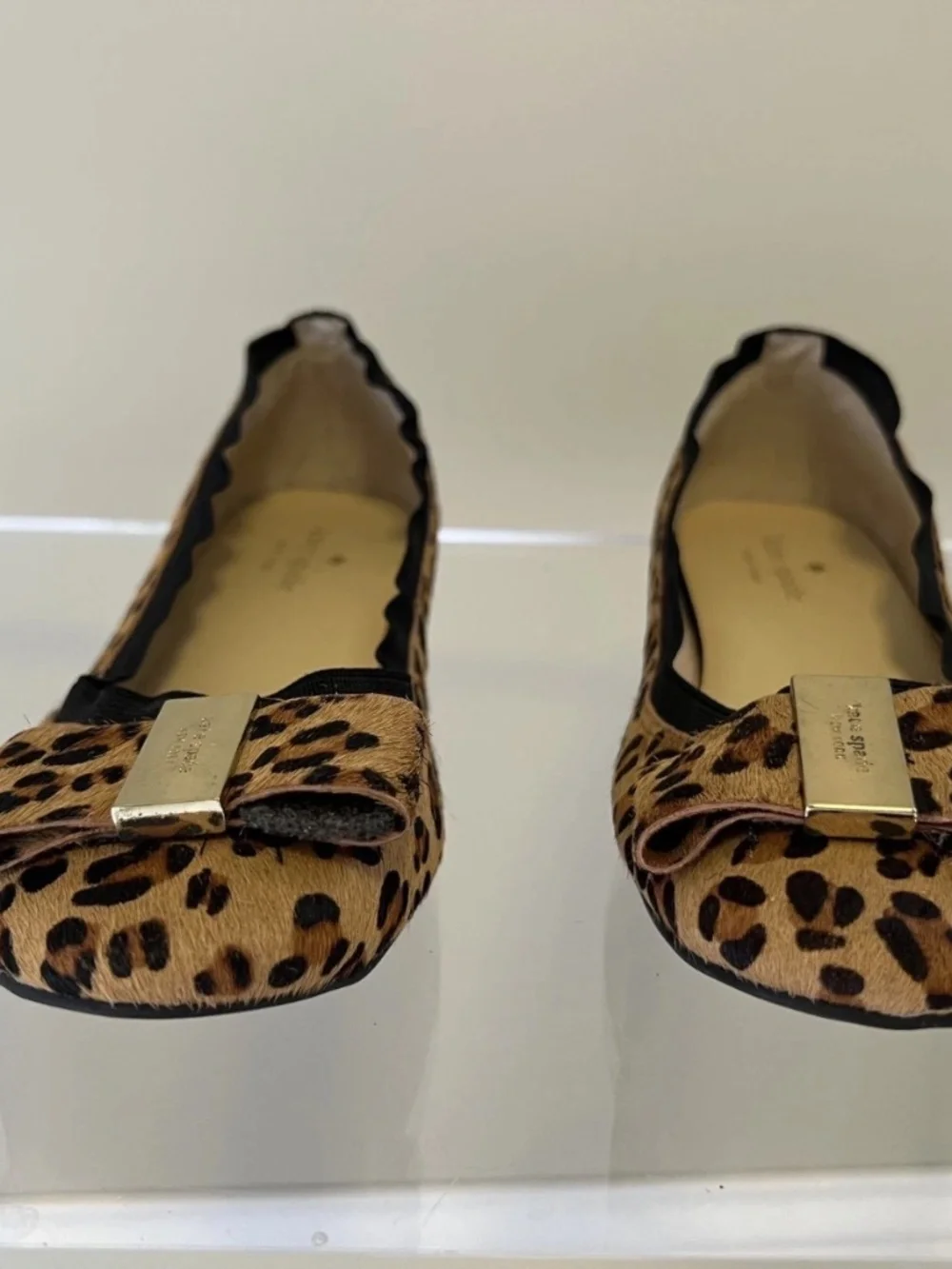 Kate Spade Leopard Print Ballet Flats With Gold Accent Womens Size 6m